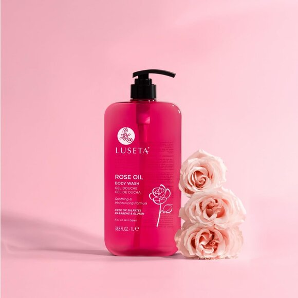NEW Luseta Rose Oil Body Wash Soothing & Moisturizing Shower Gel Pump 33.8 oz - Picture 2 of 7